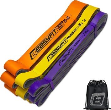 Резинки для подтягиваний Easyfit Premium 7-45 кг: набор 3 шт - резиновые петли для тренировок, фитнеса, упражнений на турнике EF-7453 (56003385)