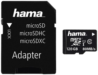 Karta pamięci Hama Memory Fast MicroSDXC 128 GB UHS-I U1 V10 + adapter SD (00124158)