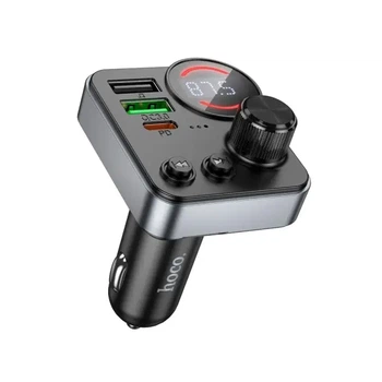 FM модулятор Hoco E86 Alegria, Car Charger, 2xUSB-A, 1xType-C, 48W dual port PD30W, QC3.0, Чорний