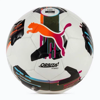 Мяч футбольный Puma Orbita 4 HYB (Fifa Basic) белый, черный, болотный Уни 5