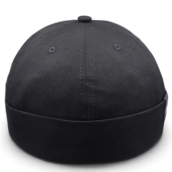 Шапка біні Docker Cap N.B. чорна чоловіча літня | Докерка без козирка з бавовни Cotton | Розмір 56-58 регульований