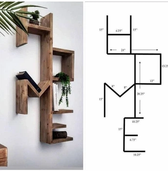 Настенная дизайнерская полка HOME из натурального дерева для книг и декора