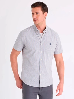 Рубашка хлопковая летняя мужская U.S. Polo Assn 11H0469-X500A(NATURAL BARK) L Серая (786662715093)