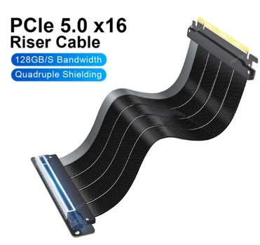 Райзер гибкий REV 5.0 шлейф для видеокарты PCI-E 5.0 16x -> 16x 90 - 180 градусов 30 см GEN 5 Черный