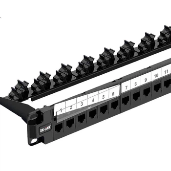 Патч-панель SK-LINK SK-P600M 19" 1U 24 порта Cat 6 UTP в сборе с организатором (SK-P600M-24Z)