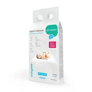 Пелюшки 40х60см BabyOno 10 шт+2 в подарунок