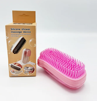 Силіконова масажна щітка для ванни Silicone Massage Bath Brush Рожевий (KG-11924)