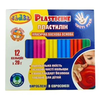 Пластилин восковой CLASS Чистые руки MAXI 12 цветов 240 г