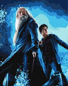 Картина по номерам Ideyka WB Harry Potter: Гарри и Дамблдор с красками металлик 40х50 см (KHO8739)