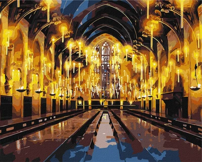 Картина по номерам Ideyka WB Harry Potter: Большой зал с красками металлик 40х50 см (KHO5233)