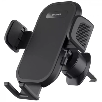 Автотримач для телефону Proove Longway Silicone Air Outlet Car Mount Автомобільний тримач на дефлектор з механічним затискачем, Чорний
