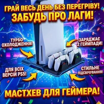 Мультифункциональная док-станция, подставка-охладитель YH-55 для PS5/Slim/Pro с зарядкой для 2 геймпадов