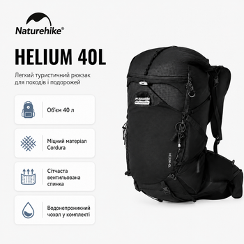 Рюкзак туристический Naturehike Helium CNK2450XB016 40 л M нейлон Черный (6976507666664)