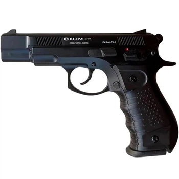 Сигнально-стартовий пістолет BLOW C-75, 17+1/9 мм (Black/Black Grips) add 1 magazine.