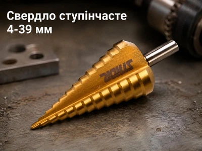 Свердло ступінчасте STHOR 4–39 мм HSS конічне по металу (22613)