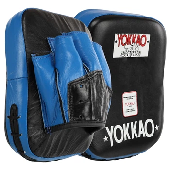 Лапа боксерська вигнута тренувальна шкіряна 2 шт YOKKAO YKO-217 Чорно-синій