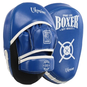 Лапа боксерська вигнута тренувальна шкірвінілова 2 шт BOXER NEW 2013-N Синій, розмір 23x19x4,5 см