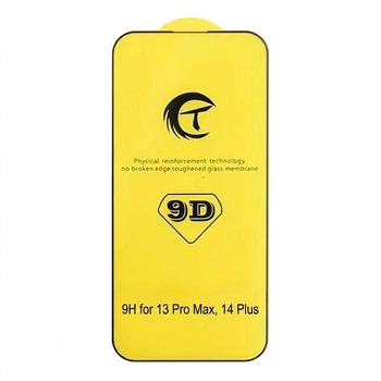 Защитное стекло для iPhone 13 Pro Max, 14 Plus 9D Black