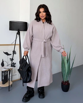 Довгий жіночий плюшевий кардиган Uaclothes 42-46 Бежевий (like39316-197531360)