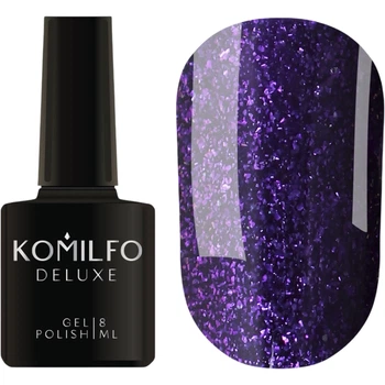 KOMILFO Deluxe Series №D225 HEMA/TPO free Гель-лак синьо-фіолетовий з рожевим мікроблиском, 8 мл