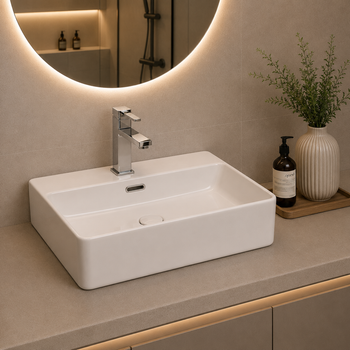Умывальник накладной керамический Mixxus Premium Quadro-0201 с переливом 500x420x120mm (MP6478)