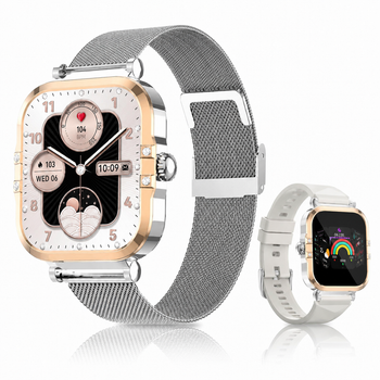 Смарт-часы ROLLSTIMI Gold & Silver 1.75| AMOLED - звонки, оповещения, фитнес-трекер, мониторинг показателей здоровья