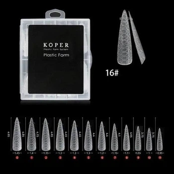 Верхні форми для нарощування нігтів Finger TIP Plastic Form Стилет з текстурою змії 120 шт