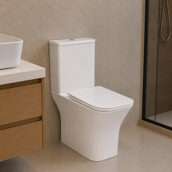 Унітаз-компакт Qtap Presto Quadro безобідковий з сидінням Soft-close QT24221215AW