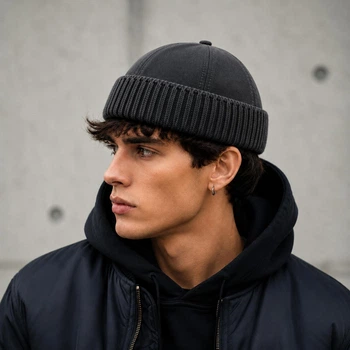 Мужская кепка-докер с вязаным отворотом на флисе, регулируемый размер, Темно-серый