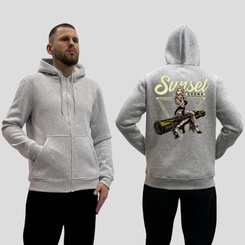 Мужской худи на молнии на флисе с принтом Sunset Goons дівчина, Серый Размер S (MZIPH136GR50)