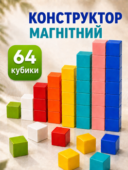 Конструктор магнітний дитячий на магнітах для дітей хлопчика дівчинки кубики магнітні конструкторні блоки розвиваючий набір для творчості іграшка для розвитку моторики 64 деталей OnePro 74037