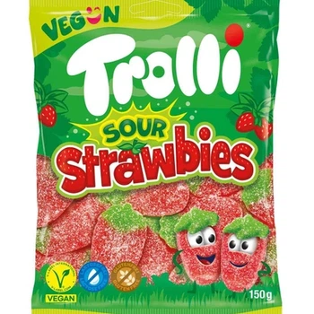 Цукерки желейні Trolli Sour Strawbies 150 г (4000512463801)