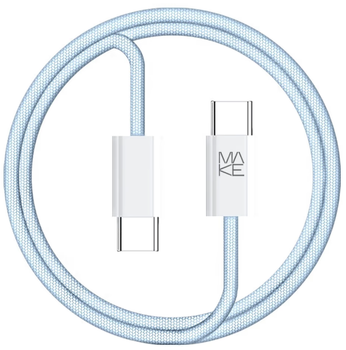 Кабель USB MAKE Type-C to Type-C PD 65W 1м Nylon Blue (MCB-CN1BL)