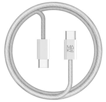 Кабель MAKE Type-C to Type-C PD 65W 1м Nylon White (MCB-CN1WH)