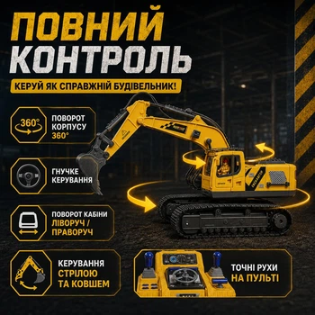 Дитячий іграшковий екскаватор інтерактивний на радіо керуванні з пультом (720-D1)