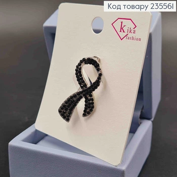 Брошь с черными камушками, 3,8*1,5см, серебряного цвета.