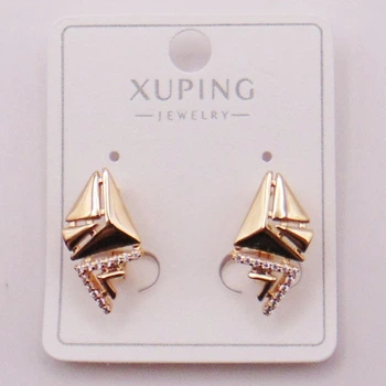 Сережки з фіанітами медзолото 18х11 мм Xuping 19857