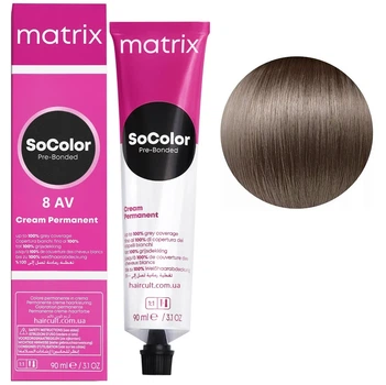 Крем-фарба для волосся MATRIX SoColor Pre-Bonded 8AV світлий блондин попелясто-фіолетовий 90 мл