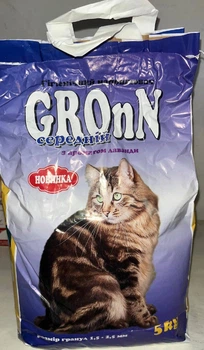 Бентонітовий наповнювач GronN для котячого туалету з ароматом лаванди середній 5 кг