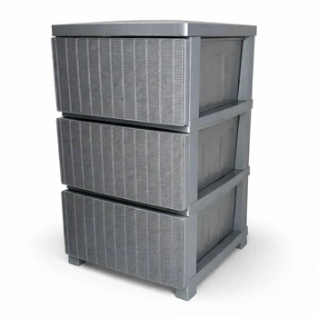 Комод R-plastic пластиковый R-Plastic Rotang на 3 яруса, серый