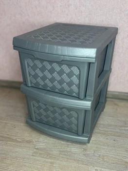 Пластиковый R-plastic комод Компакт с цельнолитыми ящиками на 2 яруса R-plastic серого цвета