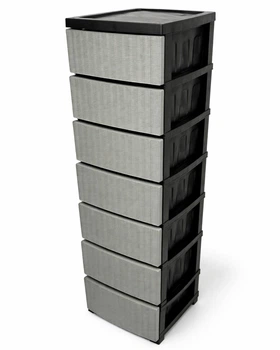 Комод R-plastic пластиковый R-Plastic Ротанг на 7 ящиков серо-черный