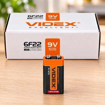 Батарейка солевая Videx 6F22 Крона (1шт)