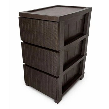 Комод R-plastic пластиковый R-Plastic Ротанг на 3 ящика коричневый