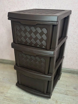 Пластиковий R-plastic комод Компакт із суцільнолитими ящиками на 3 яруси R-plastic коричневого кольору