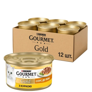 Вологий корм для котів Purina Gourmet Gold Соус Де-Люкс з куркою 12х85 г