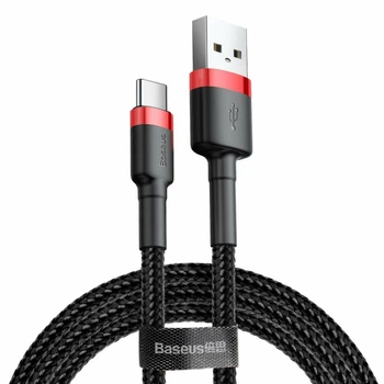 Зарядний кабель Baseus Cafule Type-C 3A 1m Red/Black (CATKLF-B91)