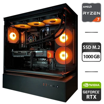 Игровой ПК Cougar CFV235 Black Tower / AMD Ryzen 7 9800X3D (8 (16) ядер по 4.7 - 5.2 GHz) / 32 GB DDR5 / 1000 GB SSD M.2 / nVidia GeForce RTX 5070 Ti, 16 GB GDDR7, 256-bit / 850W