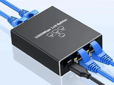 Спліттер Ethernet RJ45 гігабітний 1 на 3, 1000 Мбіт/с, активний з живленням Type-C 78710