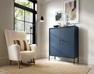 Комод высокий Perfect Home Моно / Mono MK104 4-дверный с черными ножками Гранат